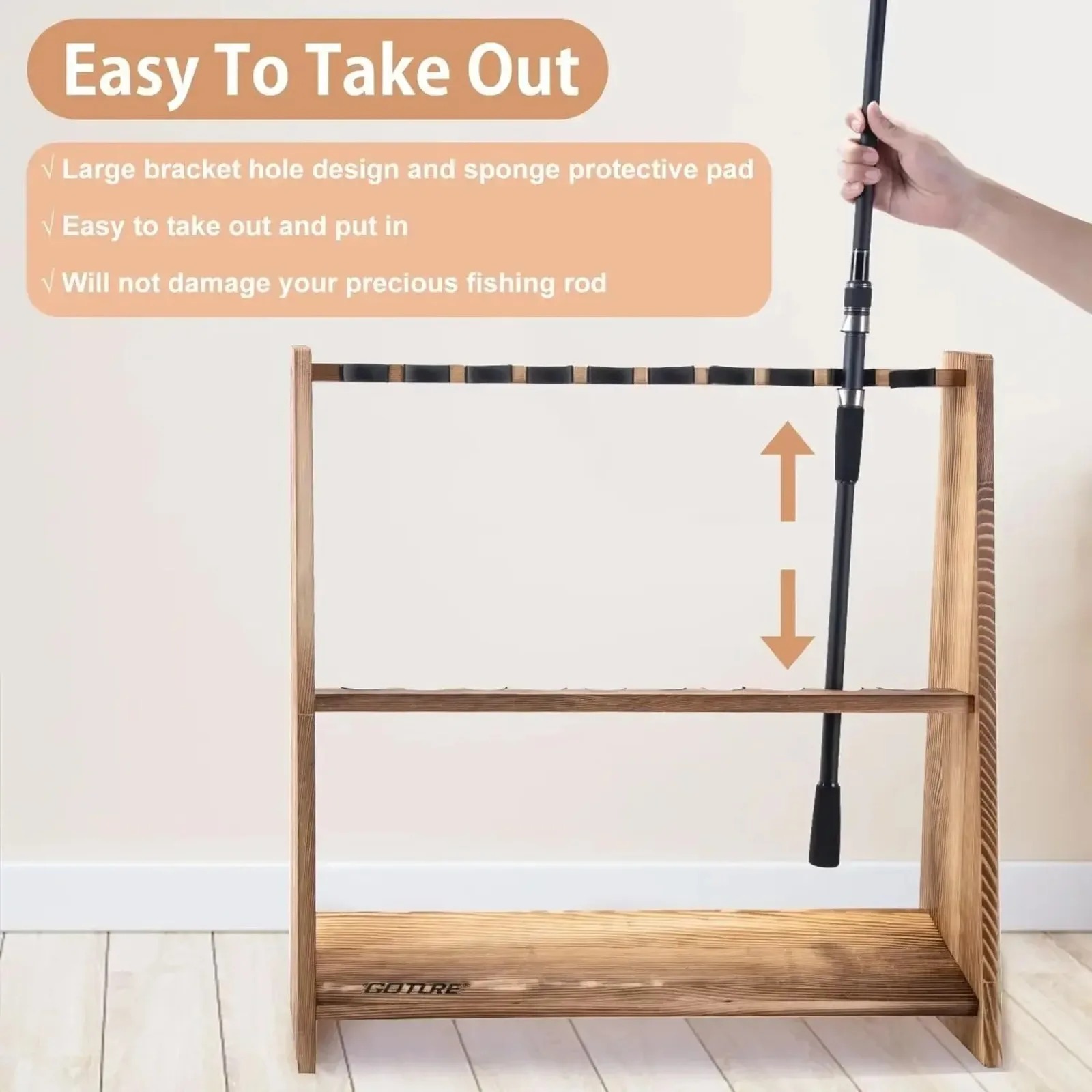 Goture 10 Slots Carbonized Pin - Fishing Rod Rack review and price